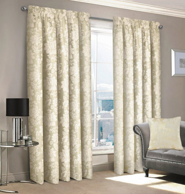 Intimates Cream Iris Pencil Pleat Curtains 46in Width x 90in Drop