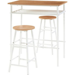 Modern White Oak Dining Set: 3-Piece Counter Height Table & Stool Combination - thumbnail 1