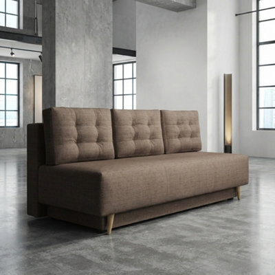 Bella Upholstered Sofa Bed With Polyurethane Foam And Bonell Springs Wooden Frame Storage Sleep Area 200X142 Brown - image 1