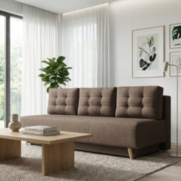 Bella Upholstered Sofa Bed With Polyurethane Foam And Bonell Springs Wooden Frame Storage Sleep Area 200X142 Brown - thumbnail 2