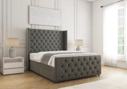 Bsspoke Divan Base Bed Set Grey Plush Velvet With 54Inch Headboard & Footboard No Drawers No Mattress In Double 3Ft 4Ft 5Ft 6Ft - thumbnail 2