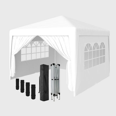 Sundaze Garden Pop Up Gazebo Party Tent Camping Marquee Canopy With 4 Sidewalls Carrying Bag White 3X3M - image 1