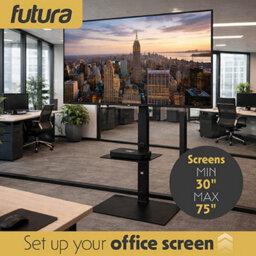 Futura Tv Floor Stand 30 To 75 Inch Height Adjustable Swivel Mount With Shelf Supports 40Kg - thumbnail 9