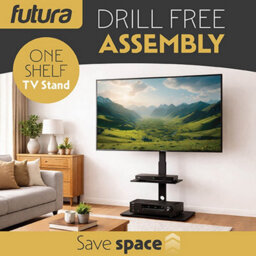 Futura Tv Floor Stand 30 To 75 Inch Height Adjustable Swivel Mount With Shelf Supports 40Kg - thumbnail 5