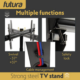Futura Tv Floor Stand 30 To 75 Inch Height Adjustable Swivel Mount With Shelf Supports 40Kg - thumbnail 4