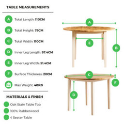 Furniturebox Uk Salcombe Oak And Cream Solid Wood Round Dining Table - thumbnail 6