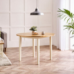 Furniturebox Uk Salcombe Oak And Cream Solid Wood Round Dining Table