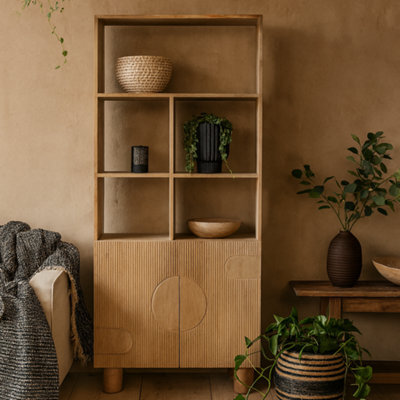 Wyld Haus Buffalo Natural Mango Wood Bookcase With Two Door Cabinet - image 1