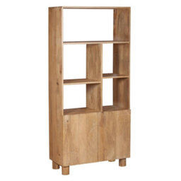 Wyld Haus Buffalo Natural Mango Wood Bookcase With Two Door Cabinet - thumbnail 3