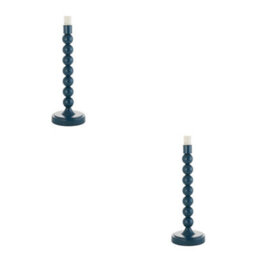 Loops Gloss Marlin Blue Table Lamp Base - Stylish 2 Pack With E14 Led Compatibility