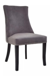 Orsina Grey Velvet Dining Chair, Curved High Back Office Chair, Aesthetic Velvet Accent Chair For Living Room
