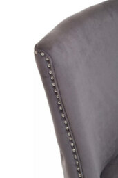 Orsina Grey Velvet Dining Chair, Curved High Back Office Chair, Aesthetic Velvet Accent Chair For Living Room - thumbnail 5