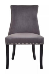 Orsina Grey Velvet Dining Chair, Curved High Back Office Chair, Aesthetic Velvet Accent Chair For Living Room - thumbnail 2