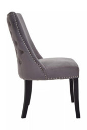 Orsina Grey Velvet Dining Chair, Curved High Back Office Chair, Aesthetic Velvet Accent Chair For Living Room - thumbnail 3