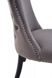 Orsina Grey Velvet Dining Chair, Curved High Back Office Chair, Aesthetic Velvet Accent Chair For Living Room - thumbnail 7