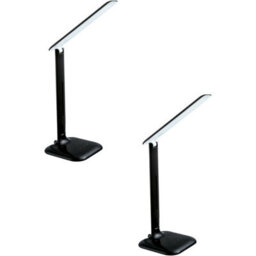 2 Pack Modern Black Steel Touch Desk Lamps With Dimmable Led 2.9W