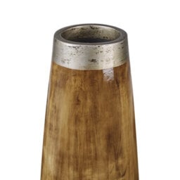 Beliani Handmade Terracotta Decorative Vase Dark Brown 20 X 50 Cm With Distressed Silver Accent - thumbnail 3
