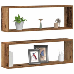 Walplus Wall Shelf 2 Pcs Old Wood 80 X 15 X 26 Cm Engineered Wood - thumbnail 3