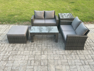Fimous 5 Pieces Garden Furniture Sets Poly Rattan Outdoor Patio Furniture Pe Wicker Furniture Set With Loveseat And Table - image 1