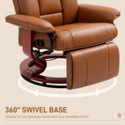 Homcom Pu Leather Reclining Armchair With Footrest For Living Room, Brown - thumbnail 6