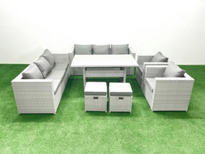 Fimous Rattan Garden Furniture Set Outdoor 8 Seater Patio Dinin G Sofa Sets Dining Table 2 Chairs 2 Small Stools - image 1