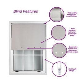 Furnished Thermal Blackout Roller Blinds With Round Eyelets & Metal Fittings - Blue (W)60Cm (L)210Cm - thumbnail 9