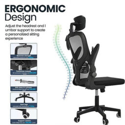 Ergonomic Mesh Executive Office Chair Height Adjustable Swivel Desk Seat Headrest - thumbnail 2