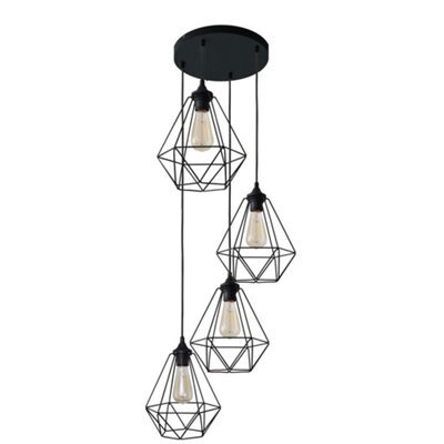 Luminosa Lighting Luminosa Karo Cluster Pendant Ceiling Light Black 35Cm