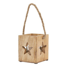 Hill Interiors Wooden Star Tealight Holder Brown (16Cm X 19Cm X 19Cm) - thumbnail 2