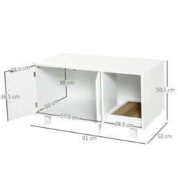 Pawhut Cat Litter Box Enclosure & House W/ Nightstand/end Table Design, White - thumbnail 3