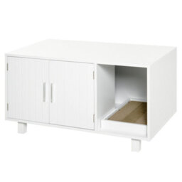 Pawhut Cat Litter Box Enclosure & House W/ Nightstand/end Table Design, White - thumbnail 2