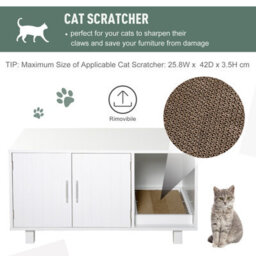 Pawhut Cat Litter Box Enclosure & House W/ Nightstand/end Table Design, White - thumbnail 5