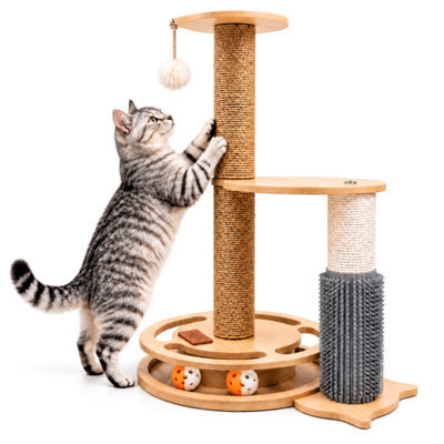 GardenSkill Cat Scratching Post & Interactive Cat Tree For Indoor Cats - 54Cm Sisal Activity Centre With Ball Track Grooming Brush Perch & Toy - image 1