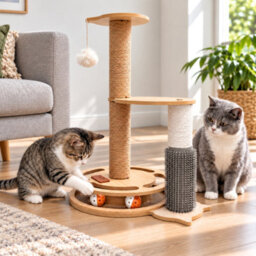 GardenSkill Cat Scratching Post & Interactive Cat Tree For Indoor Cats - 54Cm Sisal Activity Centre With Ball Track Grooming Brush Perch & Toy - thumbnail 2