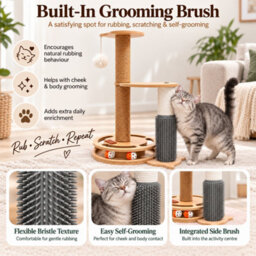 GardenSkill Cat Scratching Post & Interactive Cat Tree For Indoor Cats - 54Cm Sisal Activity Centre With Ball Track Grooming Brush Perch & Toy - thumbnail 8