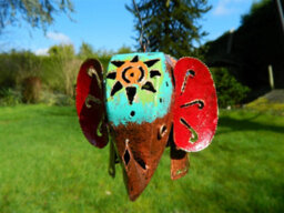 Metal Hanging Bronze Elephant Animal Tea Light Candle Holder - thumbnail 3