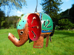 Metal Hanging Bronze Elephant Animal Tea Light Candle Holder