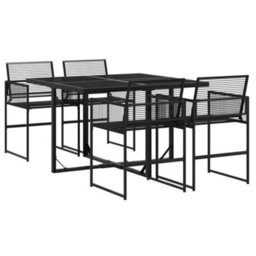 Walplus 5 Piece Garden Outdoor Dining Set Suitable For Backyard, Patio Black Poly Rattan - thumbnail 2