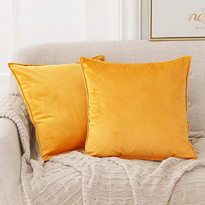 Deconovo Pack Of 2 Large Crushed Velvet Cushion Covers With Invisible Zipper 65Cm X 65Cm Gold - image 1