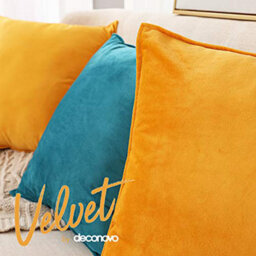 Deconovo Pack Of 2 Large Crushed Velvet Cushion Covers With Invisible Zipper 65Cm X 65Cm Gold - thumbnail 2