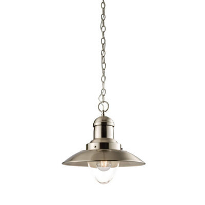 Luminosa Lighting Luminosa Mendip 1 Light Dome Ceiling Pendant Clear Glass, Satin Nickel, E27