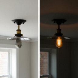 Industrial Vintage Semi Flush Mount Ceiling Lights Flat Shade 22Cm Chrome E27 Lamp Holder For Kitchen, Living Room, Hallway - thumbnail 6