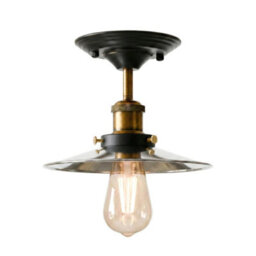 Industrial Vintage Semi Flush Mount Ceiling Lights Flat Shade 22Cm Chrome E27 Lamp Holder For Kitchen, Living Room, Hallway - thumbnail 7