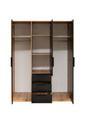 Arte Bali Lux 3-Door Wardrobe - Oak Wotan & White Matt With Mirror And Decorative Lamellas - thumbnail 2