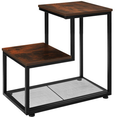 Tectake Bedside Table Halifax - Industrial Style, With 2 Shelves, Grid Shelf, 60.5 X 35.5 X 60.5 Cm - Industrial Wood Dark, Rustic - image 1