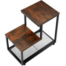 Tectake Bedside Table Halifax - Industrial Style, With 2 Shelves, Grid Shelf, 60.5 X 35.5 X 60.5 Cm - Industrial Wood Dark, Rustic - thumbnail 4