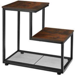 Tectake Bedside Table Halifax - Industrial Style, With 2 Shelves, Grid Shelf, 60.5 X 35.5 X 60.5 Cm - Industrial Wood Dark, Rustic - thumbnail 6