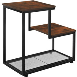 Tectake Bedside Table Halifax - Industrial Style, With 2 Shelves, Grid Shelf, 60.5 X 35.5 X 60.5 Cm - Industrial Wood Dark, Rustic - thumbnail 3