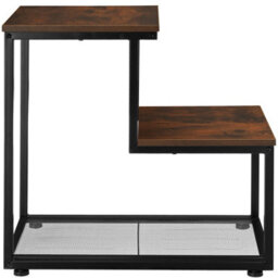 Tectake Bedside Table Halifax - Industrial Style, With 2 Shelves, Grid Shelf, 60.5 X 35.5 X 60.5 Cm - Industrial Wood Dark, Rustic - thumbnail 2
