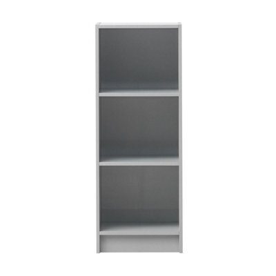 Timber Art Design 3 Tier Medium Narrow Bookcase Shelving Unit Living Room Office Bedroom Grey - image 1